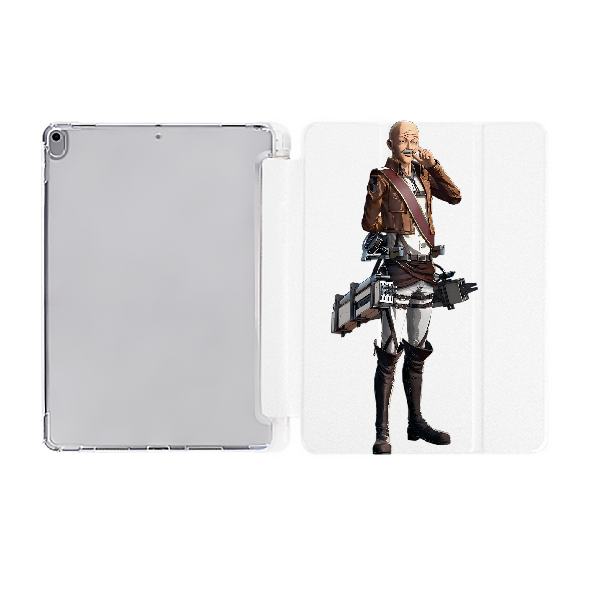 （画像用） 進撃の巨人 ドット·ピクシス Attack on Titan Dot Pixis IPad ケース ペン収納付き 三つ折りスタンド PUレザー×シリコン 対応機種9.5/10.5/10.9インチ